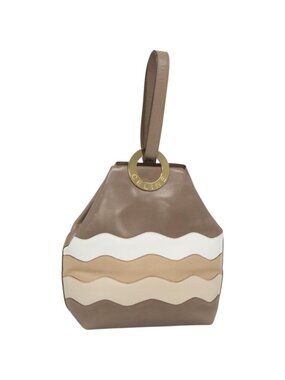 CELINE Shoulder Bag Leather Brown Gold